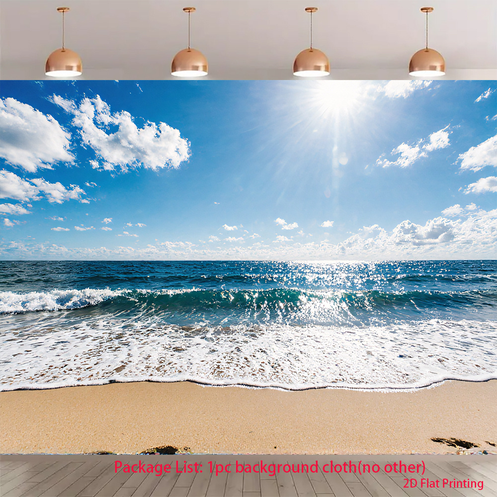 TEMU 2d Flat, 2d Flat - 2d Flat, 2d Flat - 2d Flat Banner, 1pc, Product, Packaging - Blue Ocean, And Beach, Uv Printing - Background Banner, Suitable