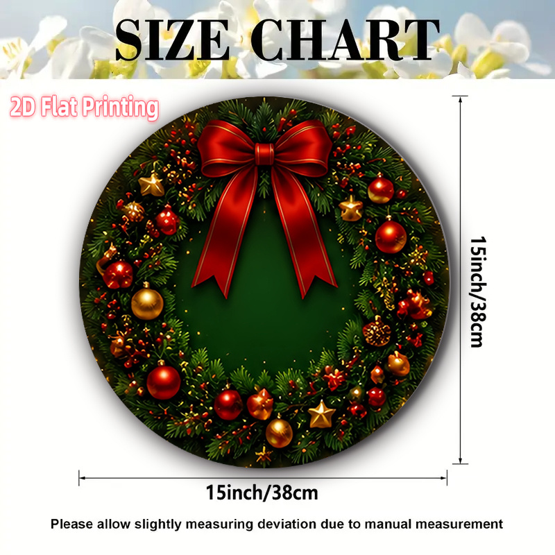 TEMU 2d Flat Printing Polyester Placemats - 4pcs Bow Wreath Theme Design Round Placemats 15x15 Inches, Non-slip Heat Resistant Table Mats, Machine