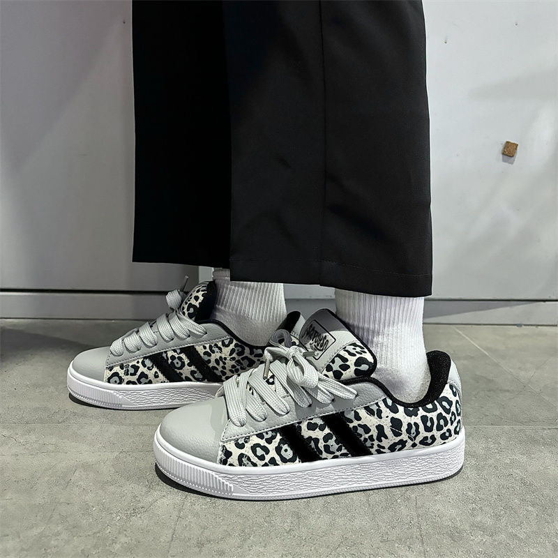 Zapatillas Urbanas de Mujer Cómodas y con Estilo, Diseño Casual con  Estampado de Leopardo y Negro, Cordones, Cubierta Sintética, For