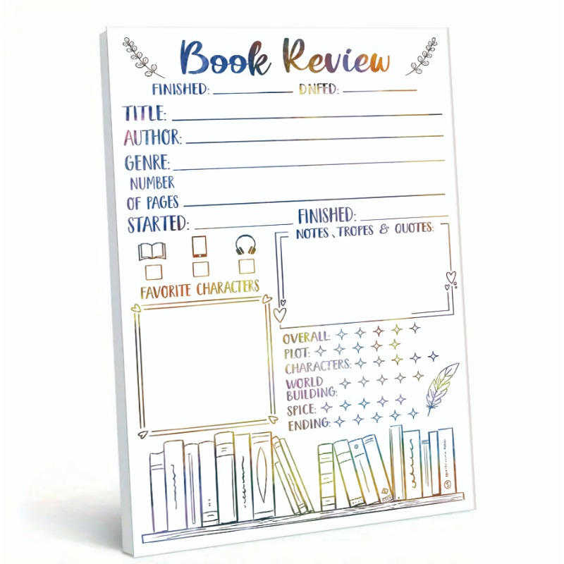 

1pc Book Review Journal, 50 Pages, 3.9x5.5 Inches, Paper Reading Tracking Diary With Star Rating, Ideal For And Readers