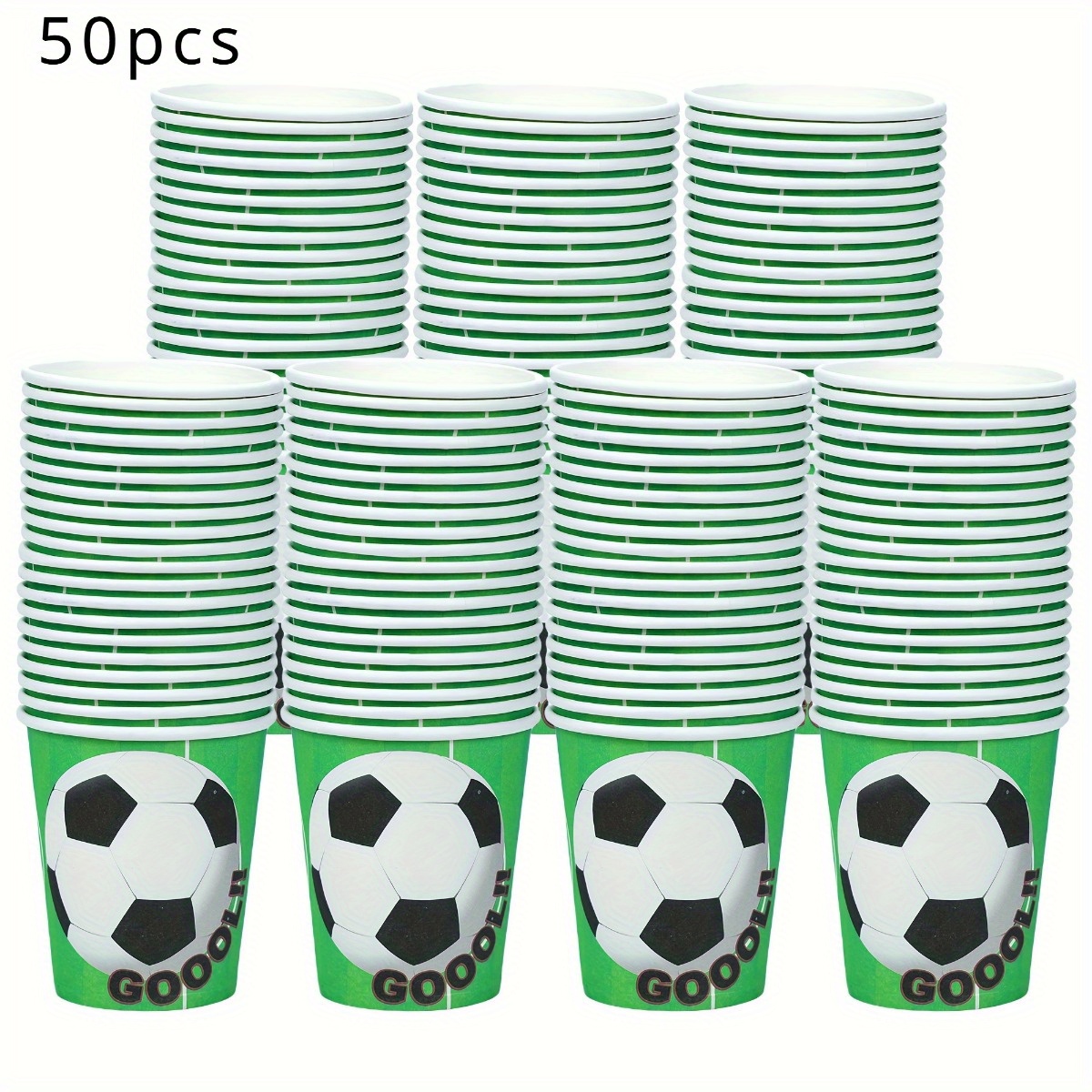 Image of Set Of 50 Football-themed Paper Cups For Parties, Suitable For Indoor Use And Versatile For Beverages