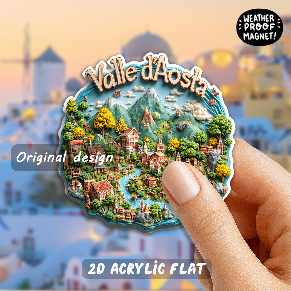 TEMU 1pz Magnete Mappa Italia d'Aosta - Magneti Frigo in Acrilico Resistente per Lavastoviglie, Incantevole Paesaggio della Italiana con Decorazione