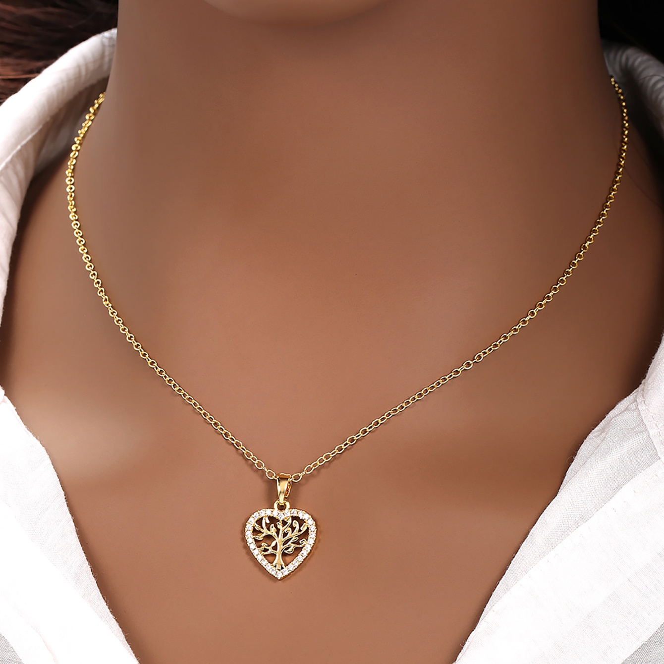 Heart-shaped Zirconia Pendant Necklace