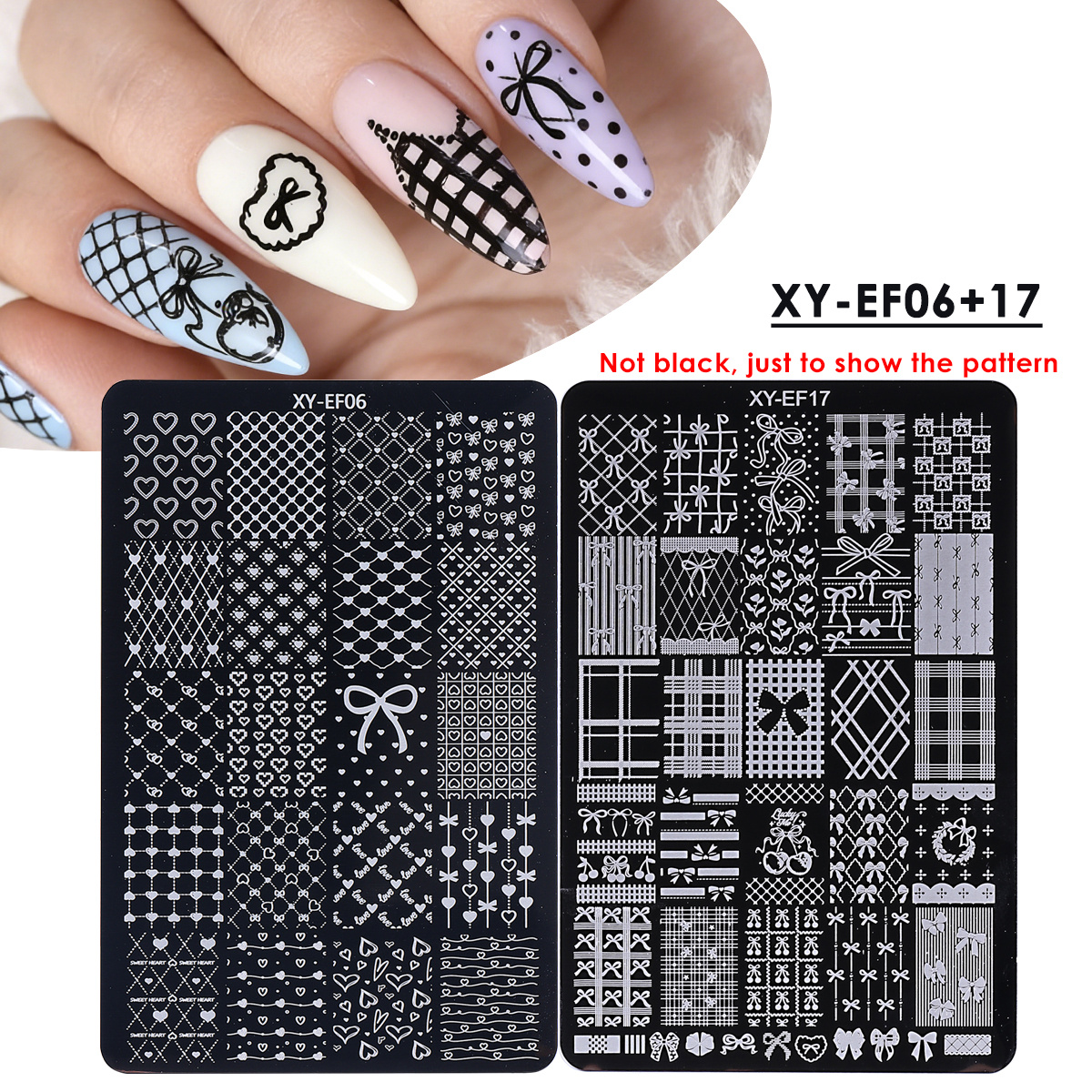TEMU Ensemble de 2 images de nœuds charmants pour impression d'art d'ongles, comprenant des nœuds élégants, des papillons, du dentelle, des losanges