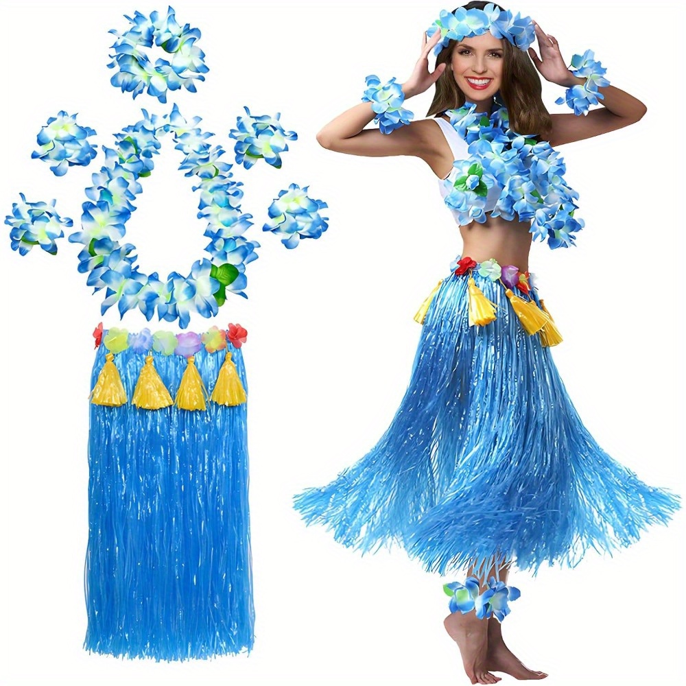 7pcs hawaiian dress costume women lei accessory hawaiian - Temu