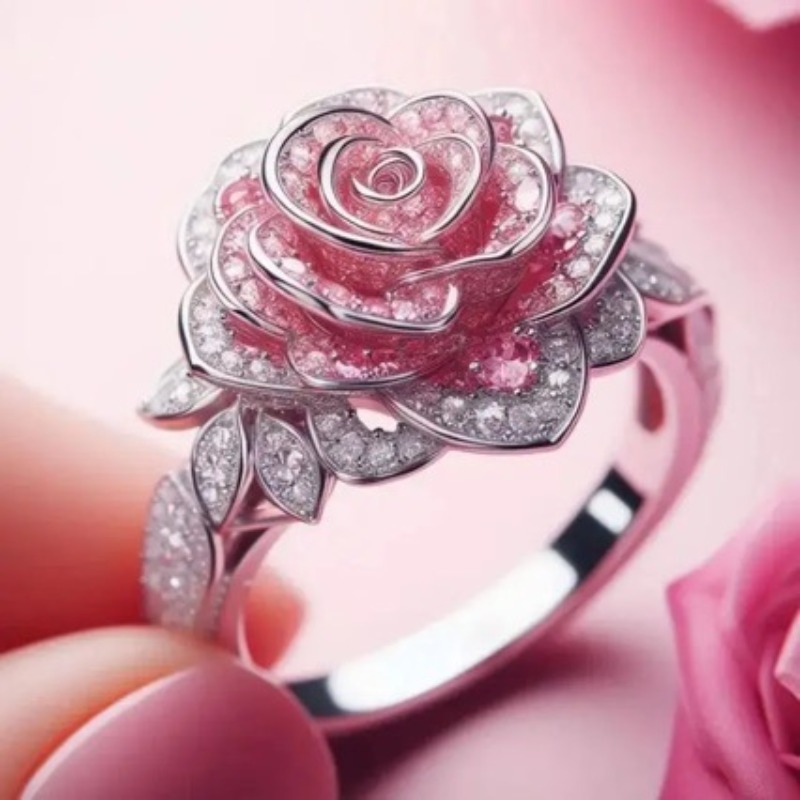 TEMU A High-quality And Exquisite Women's Engagement Ring, Plated With White K And Set With Synthetic Zirconia. This Wedding Ring Is Perfect For