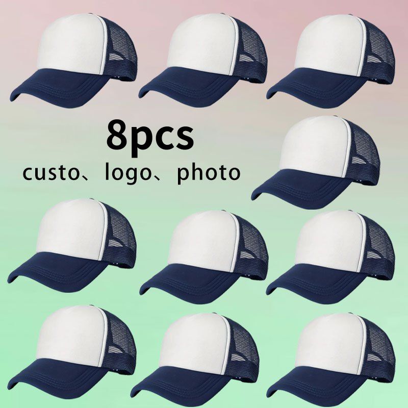 8pcs Personalized Custom Baseball Caps with Adjustable Size