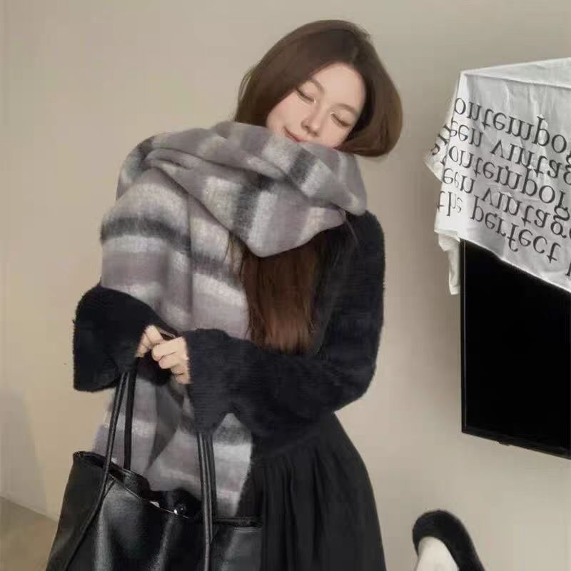 TEMU Soft Winter Warm Fringe Shawl With Plush Tassels, Windproof Collar, Suitable For Casual Outfits, Christmas And Halloween Costume Additions,