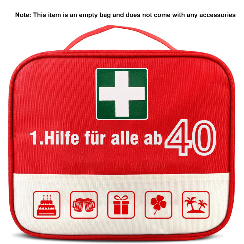 TEMU First Aid Kit Empty Bag with Cross Symbol - Durable Emergency Pouch, Portable Hand-Washable First Aid Organizer with Zipper Closure, Supply