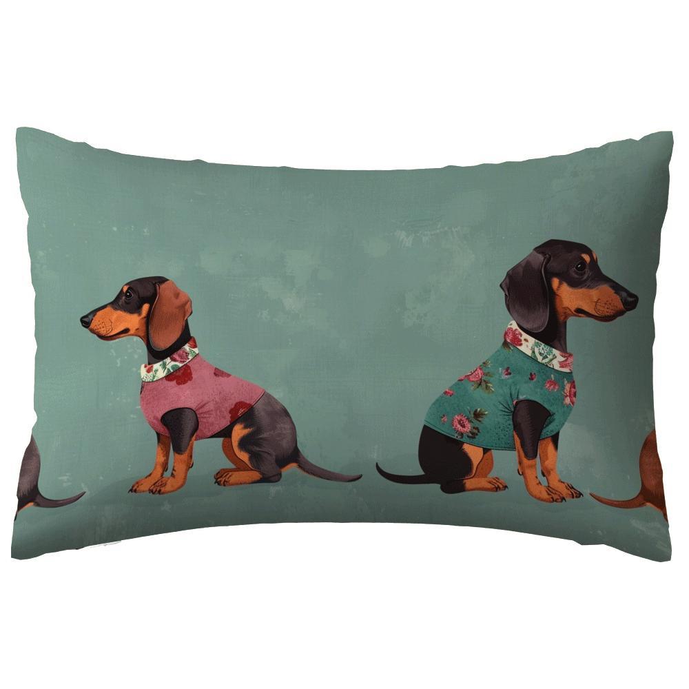 TEMU 1pieza de cojín lumbar de estilo tradicional Dachshund, 12x20 pulgadas, de almohada de poliéster con cierre de cremallera, lavable en máquina,