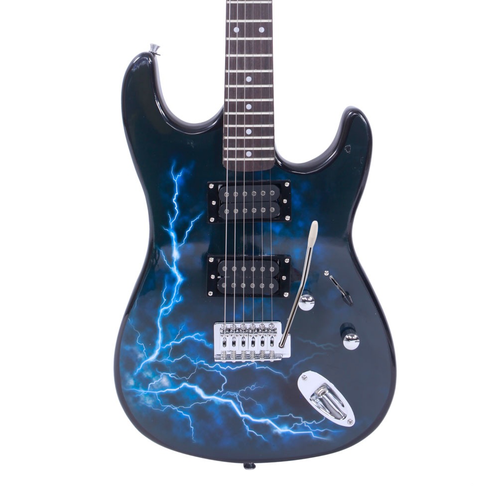 Black & Dark Blue Lightning Style Electric Guitar - Ideal for... product image 4