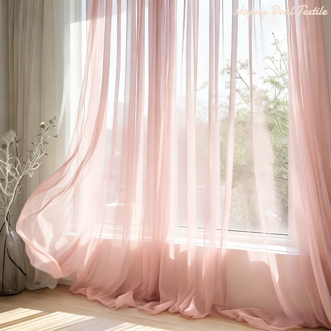 E-shop 1/2/4 Stück Romantische Schmutzige Rosa Transparente Vorhänge - Polyesterstoff für Hochzeiten, Brautpartys, Bühnen-Dekor, Decken- Raumdekoration