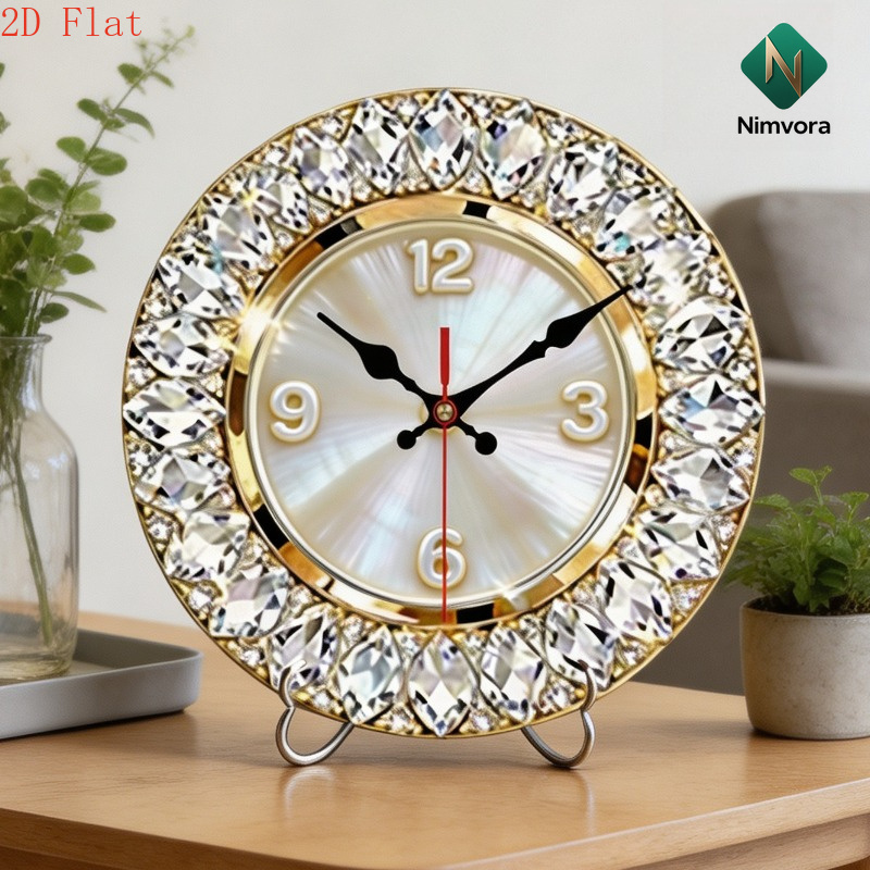 TEMU 2d Flat Luxury Diamond-encrusted Wall Clock | Silent Decorative Clock, , Suitable For Bedroom, Living Room, Office, 10 Inches (aa Batteries Not