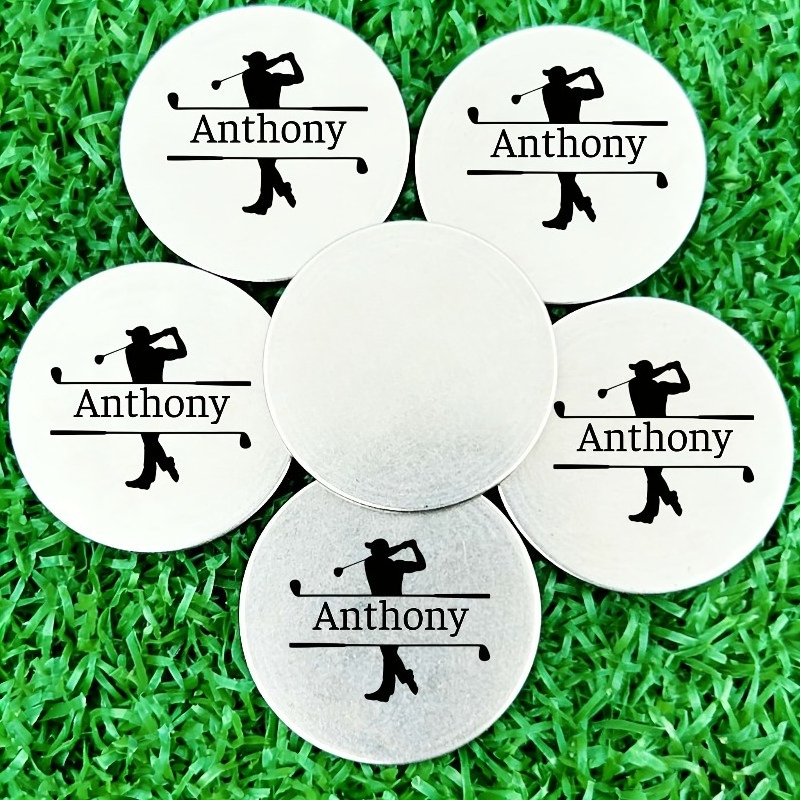 TEMU Custom Laser Engraved Golf Ball Markers, Silvery Personalized Metal Golf Ball Markers, Golf Gifts For Men, Gifts For Husband On Anniversaries,