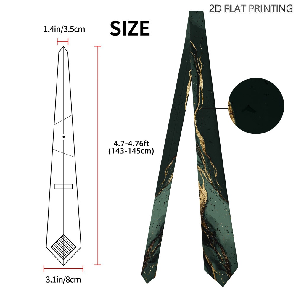 TEMU 1pc Elegant Green Swirls Necktie – And Stylish Gift For Men, Weddings, Anniversaries, Or Other Milestones