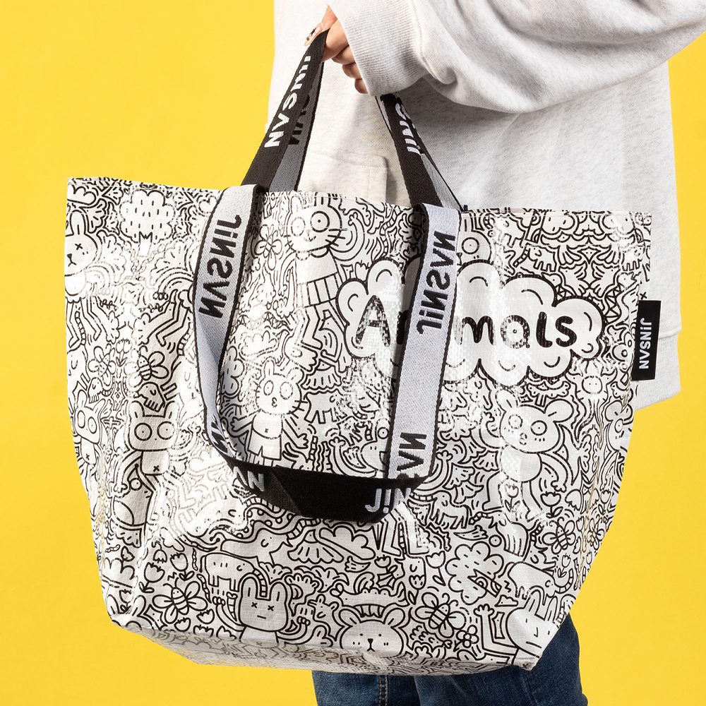 

Chic Animal Print Canvas Tote Bag For Women - Spacious Shoulder Bag With Dual-sided Design, Shopping & Use