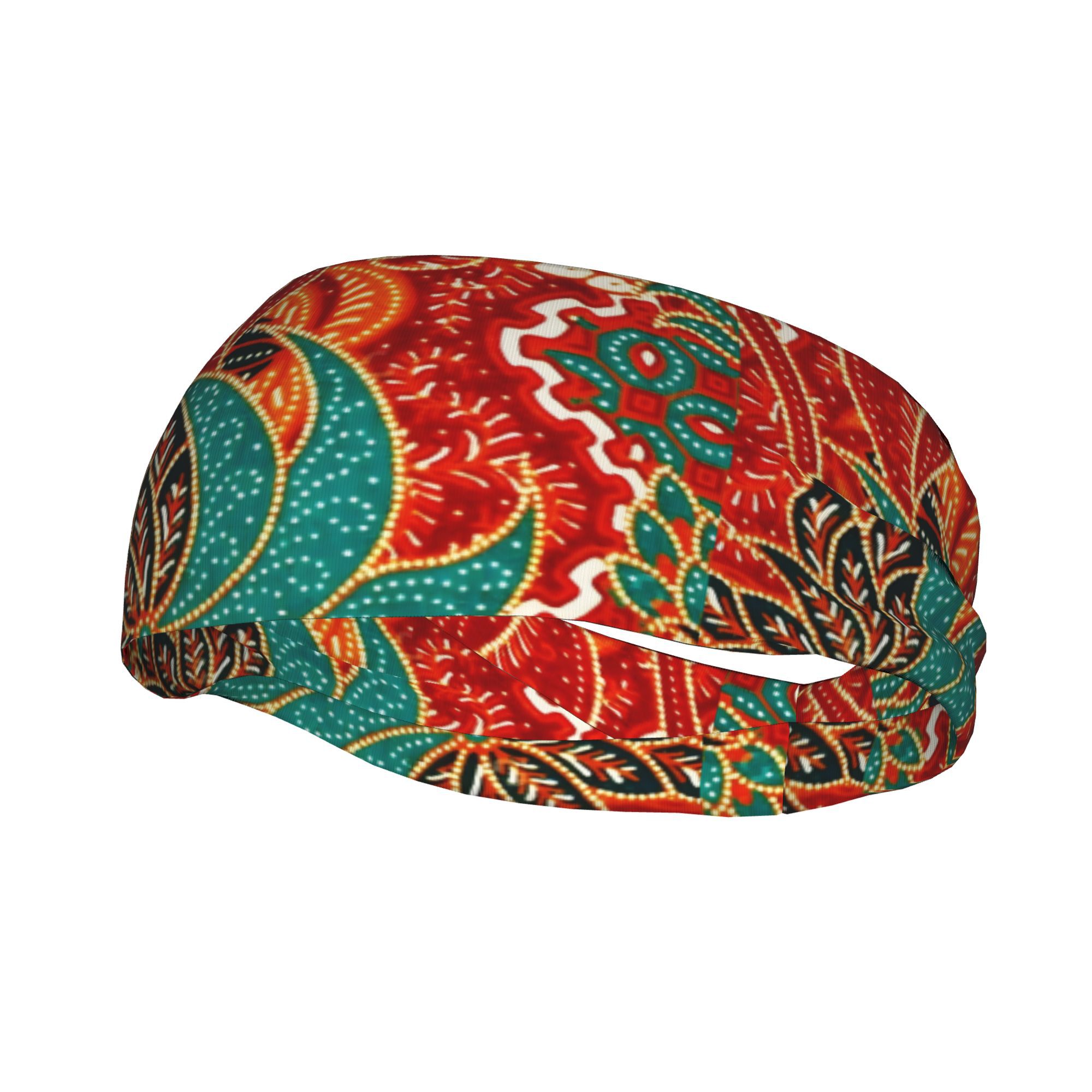 TEMU Indonesian Batik Sports Headband - Sweat-wicking Hygroscopic Technology, Multicolor Batik Patterns (traditional Indonesian Art) For Gym, Yoga,,