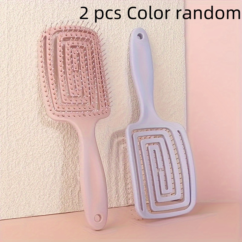 

2-pack Soft Bristle Plastic Hair Brushes, Resin Handle, Finishing Comb For All Hair Types, Wet/dry Use