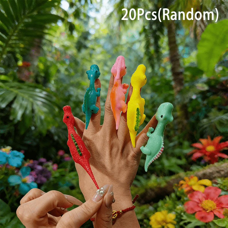 TEMU 20pcs Dinosaur Finger Toys, Finger Dinosaur Toys, Stress Relief Toys, Piñata Stuffing, Party Gift Pack Stuffing, Suitable For Birthday Parties,