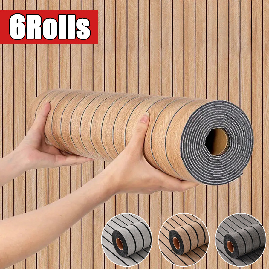 Image of 3/6rolls Self-adhesive 3d Herringbone Wall Roll Material, Waterproof Oil-resistant, Removable Without Residue, Seamless Splicing, For Coffee Shop Background, B&b , Foyer End View, Hallway Wall
