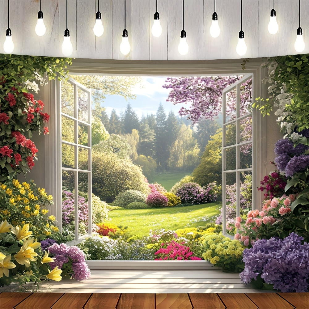 carta da   autoadesiva 2d piatta - giardino primaverile con   e ortensie, lavanda e fogliame verde, installazione a strappo (senza attrezzi/attrezzature), rimovibile in tonalità   rosa/viola/ /blu/ / , facile fai da te per pareti, matrimoni, 2d piatta