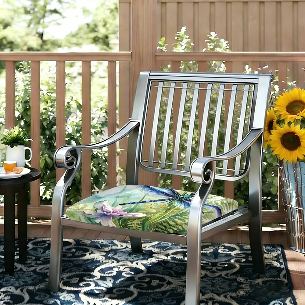 1pc Silent Winged Dragonfly Pattern Courtyard Chair Seat Cushion, Indoor And Outdoor Seat Cushions, Back Cushions, Size 19.7*17.7*1.57inch, Suitable for Garden Chairs, Office Chairs And Floor Seats. Soft And Comfortable