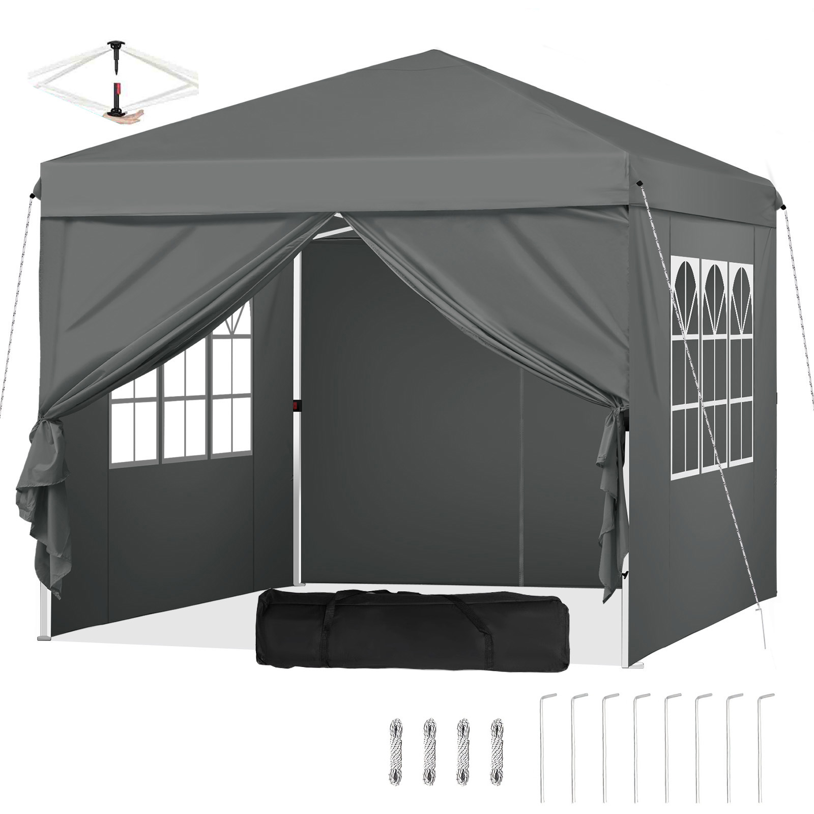 3x3m Pop Up Stable With , Folding Tent For Camping Party Height Adjustable 3 Levels, Outdoor Gazebo Portable Canopy Shelter Heavy Duty, 3x3 Meter Pop Up Canopy Tent For Garden