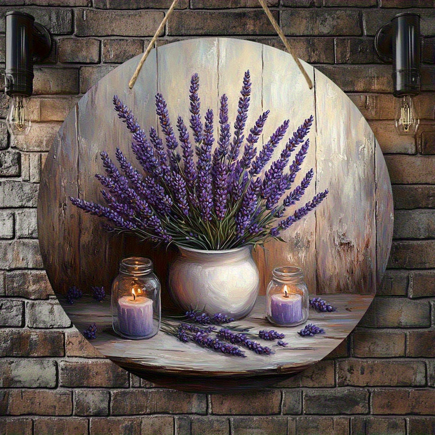 TEMU 2d Flat, 2d Flat, Round Wooden Wall Art Plaque Featuring A Lily Design, Perfect For Decorating Bars, Kitchens, Cafes, Homes, And Offices. Ideal