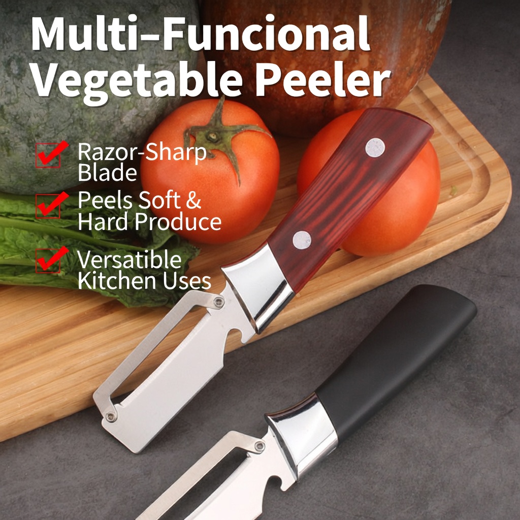 2 in 1 stainless steel vegetable peeler with bottle opener multifunctional kitchen gadget effortless peeling for fruits vegetables potato carrot   pumpkin ergonomic durable random   housewarming gift