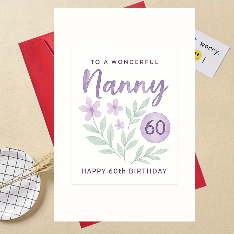 TEMU 1pc Perfect Gift, Exquisite 60th Birthday Card, To An Nanny, , Suitable For To And Honor Her Special Milestone Day