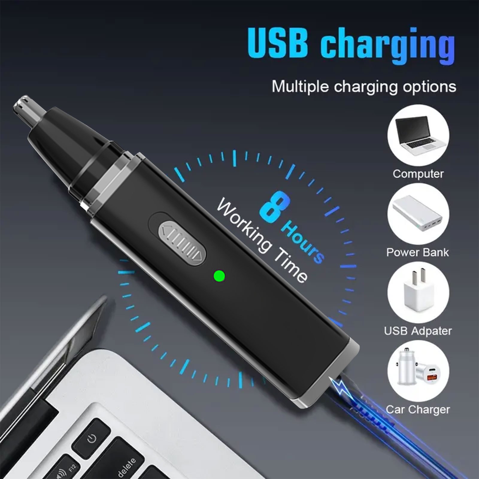 nose and ear hair trimmer for men 4 in 1 rechargeable trimmer for nose ear and eyebrow hair removal no pulling no snagging easy to clean gift for men Product details 2