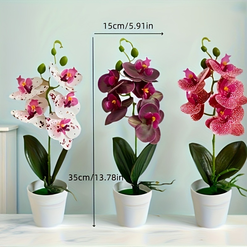 Set van 3 kunstbloemen voor huisdecoratie - Orchideeën in pot