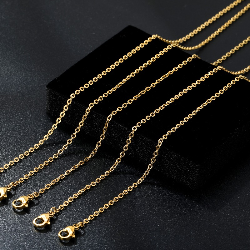 5pcs Unisex Stainless Steel Golden Cross Chains, Minimalist Set
