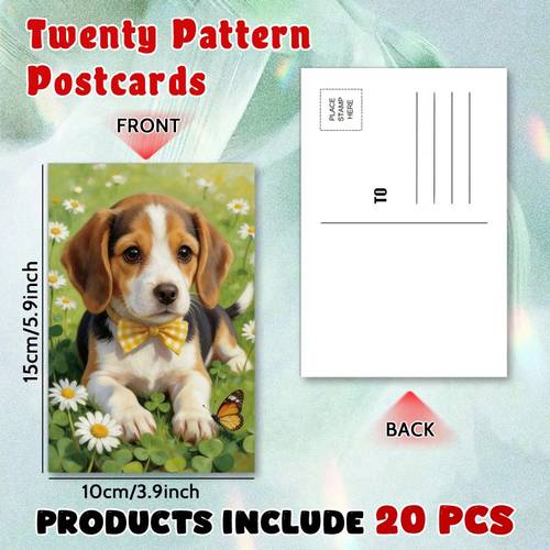 double sided printing thick cardstock 20pcs set of adorable dog and postcards hand drawn designs perfect gift for pet lovers and ideal for like greetings celebrations and joy
