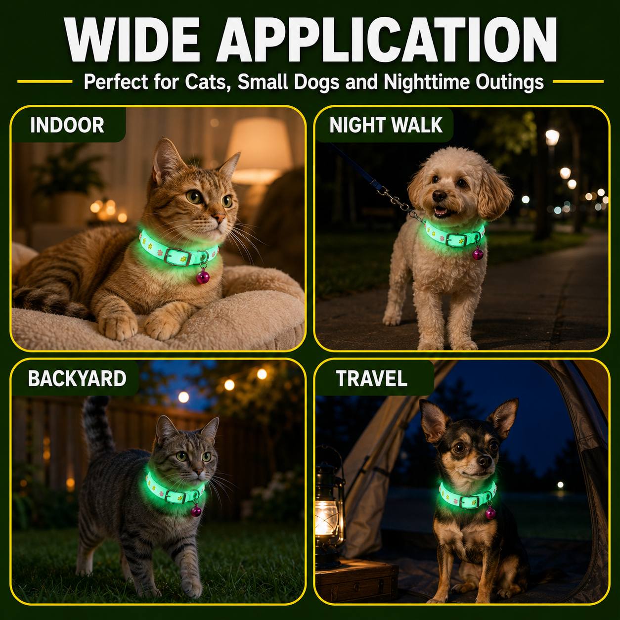TEMU 1pc Random Color Pet Glow Collar, Collar That At Night, Luminous Pet Collar - Glow Collar With , Nighttime Safety Anti-loss Collar, Suitable For