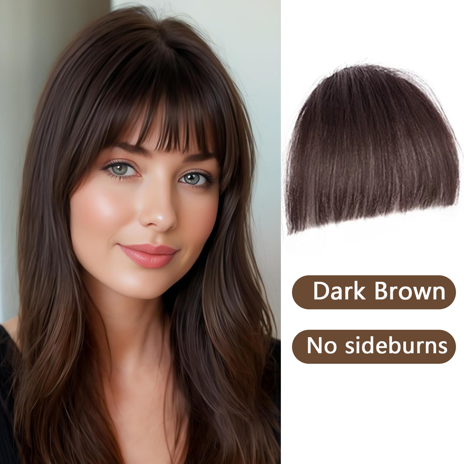 E-shop 5,5 Zoll Pony Frisur Clip für Damen - Gerader Haarclip für Pony, Echthaar, Glattes und Weiches Haar, Einfache Installation, Gerader Pony