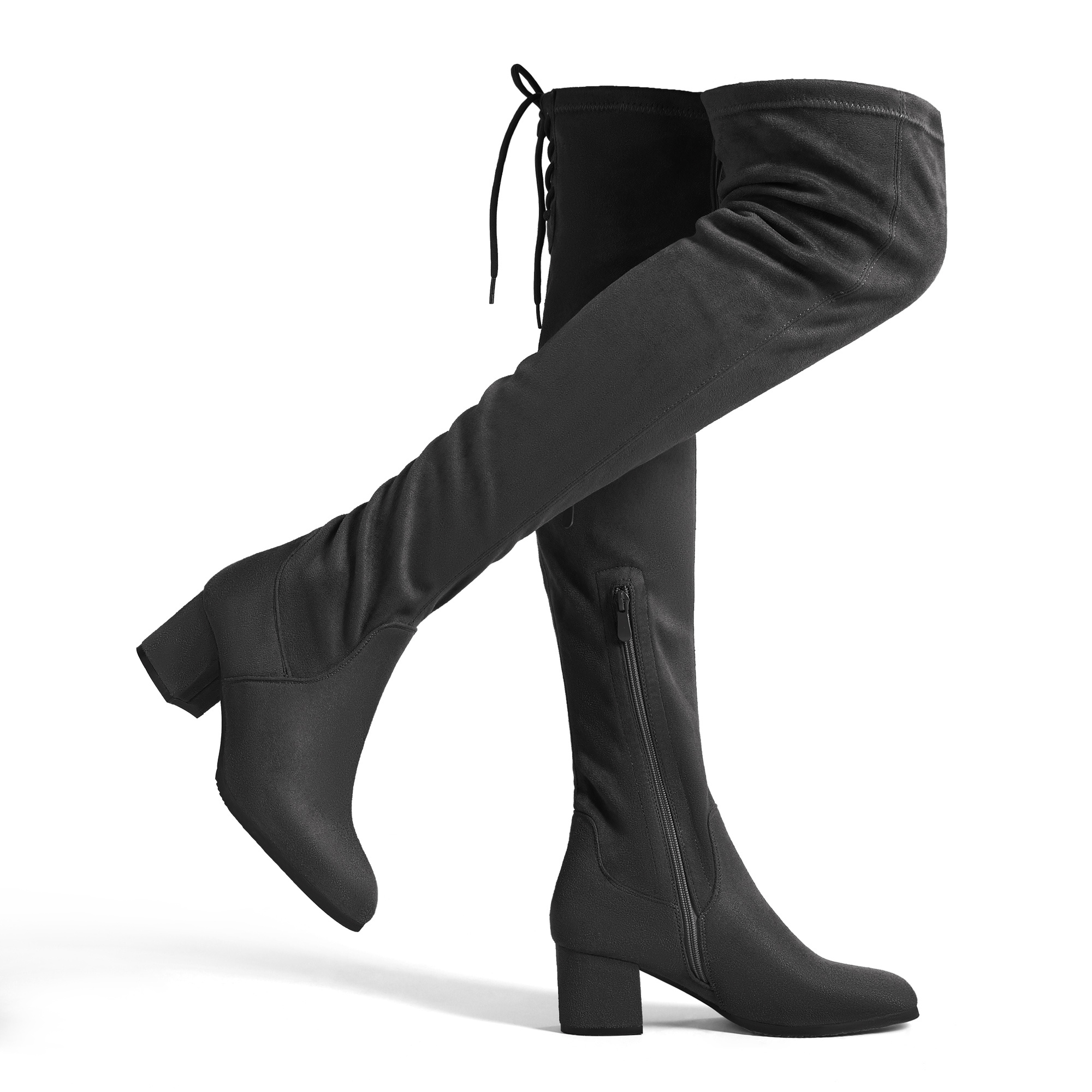 Ladies' Knee-high Boots | Long Lace- With Thick Block Heel, Women Shoes