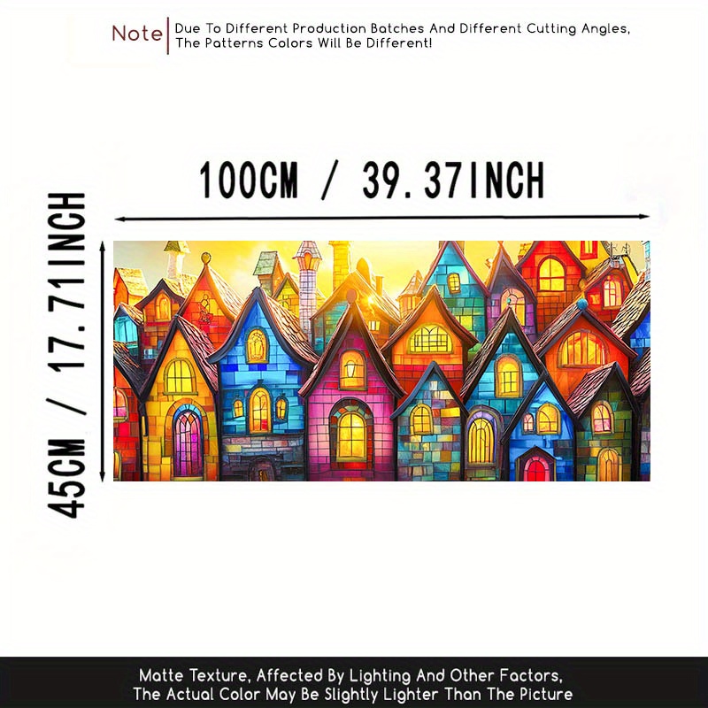 TEMU 1pc Whimsical Colorful Houses Static Cling Window Film, 39.37x17.71 Inches, Pvc Privacy Decorative Sticker For Home, Kitchen, Bathroom, Bedroom,