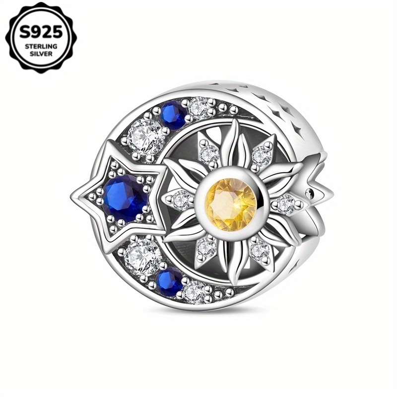 Image of A Single Charm Bead Made Of 925 Sterling Silver In Of A Star, Perfect For Your Own Bracelets, Necklaces, And Keychains, Ideal For Engagement Or Birthday Presents