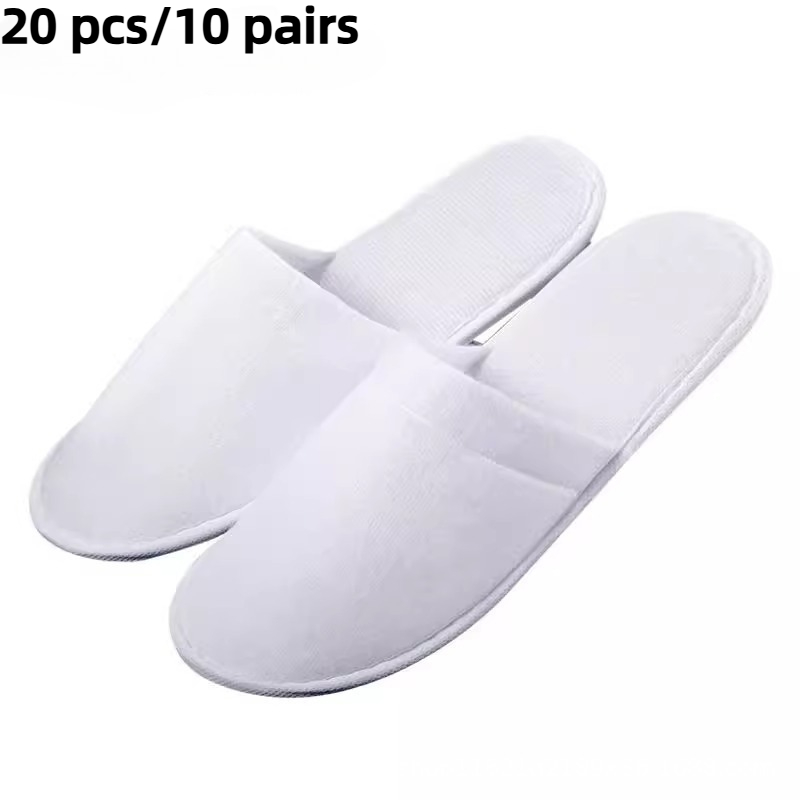 TEMU 20pcs/10 Pairs Disposable Slippers, Suitable For Hotel And Travel Use, Soft And Comfortable Guest Slippers - Breathable With Thick Cushioning.,
