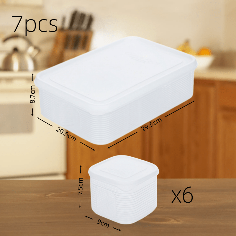TEMU 7pcs Microwaveable -compatible Suitable For Soup Containers With Lid - Large & 6 Small Plastic Food Storage Boxes, Resistant Freezer For ,