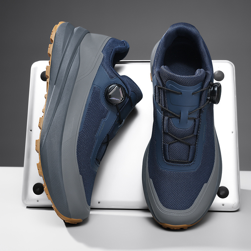 Twist Buckle Thick Sole Hiking Shoes, Men'S Outdoor Trekking Shoes, Anti-Slip Wear-Resistant Sneakers
