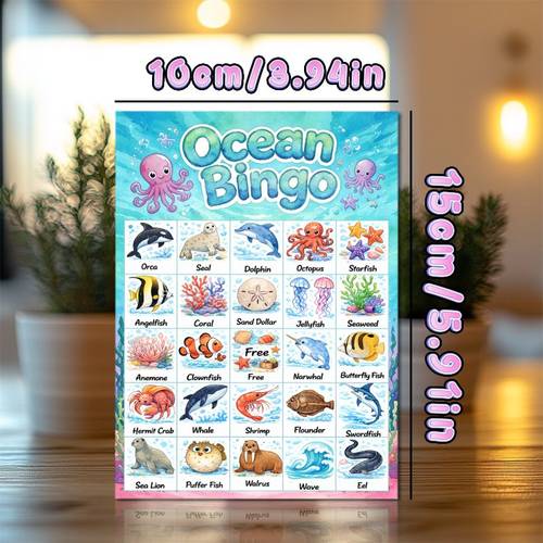 20pcs cmd bingo cards ocean bingo cards20pcs 10cm x 15cm ocean themed bingo game cards set suitable for school classroom family birthday party events ideal for christmas new year party
