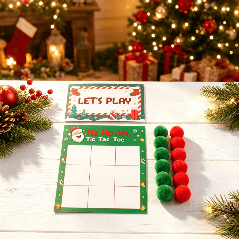 TEMU 1set-christmas-themed Elf Prop Set Featuring Message Cards, Small Ornaments, And "-toe" Cards; Includes Funny Prank Props, Festive Tabletop
