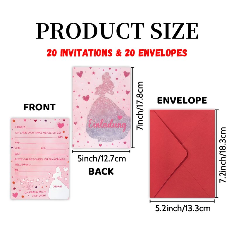 TEMU Upgraded Thick Paper, High-quality Printing Invitations Letter Set With 20 Cards And 20 Envelopes, Featuring A Double-sided Design. Perfect For