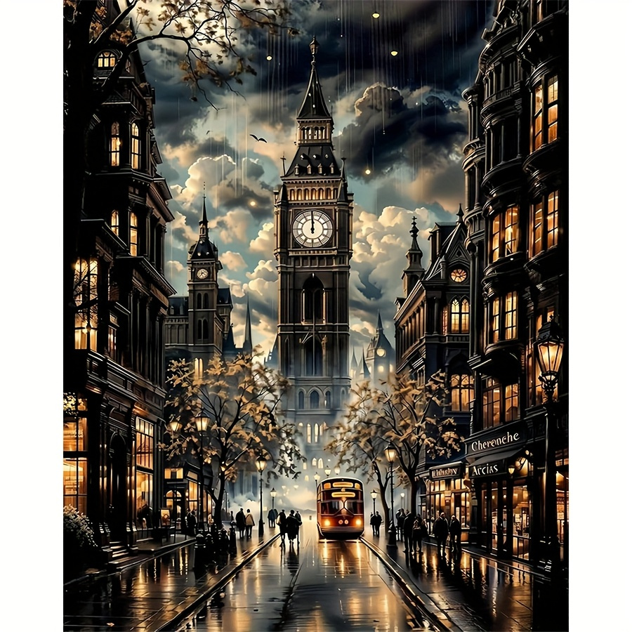 Image of Diy Adult Diamond Painting Set- London Night, Round Diamond Painting, Diamond Painting Kit, Diy Home Decoration Craft, Wall Decoration, Creative Gift