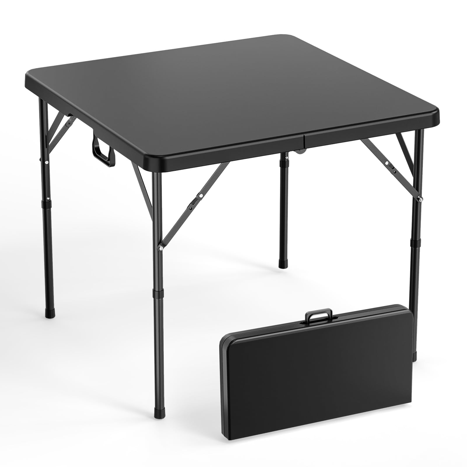 TEMU 34' Fold-in-half Square Bi-folding Commercial Table, Portable Plastic Dining Card Table For Indoor Outdoor Kitchen, Party, Wedding & Events,