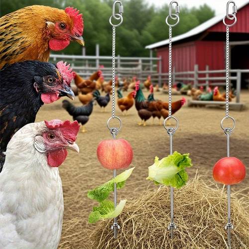 2pcs heavy duty stainless steel chicken feeders hanging farm feeders with chains rust proof poultry feeder for chickens coops barns easy to ideal for small pets ecological gardens outdoor bird feeder sleek material