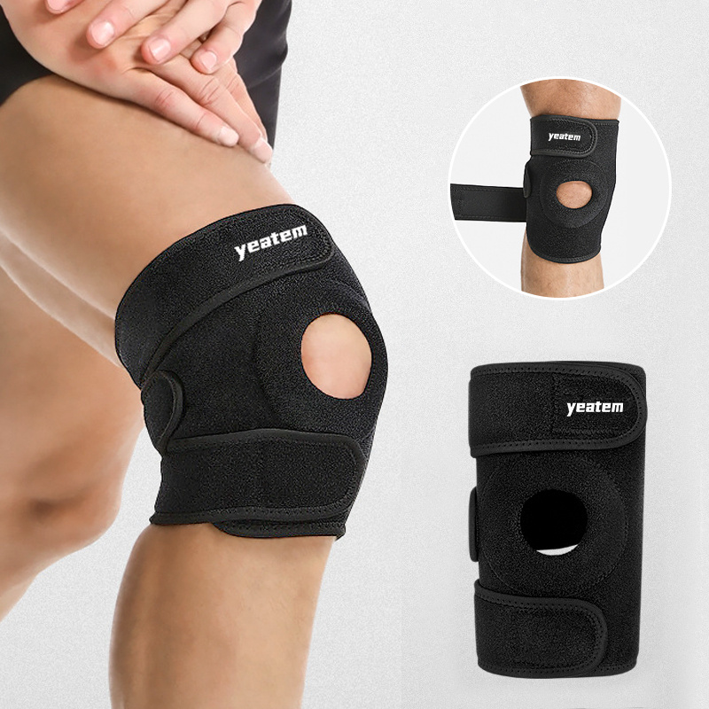 TEMU 1pc Adjustable Knee Brace With Side, Comfortable And Breathable 100% Polyester Medium Stretch Fabric, Uncharged Design - Ergonomic Fit, Reinforced, Orthopedic Aid, Exercising, Hiking And