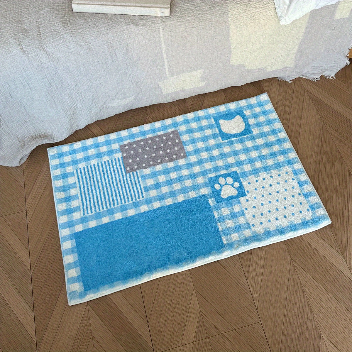 1pc of imitation cashmere 1000g m density 1cm thickness 50x80cm 19 7x31 5 inches a plaid pattern carpet suitable for living room bedroom bedside long rug soft and fluffy carpet cute home decoration carpet ideal as a holiday gift for Product details 0